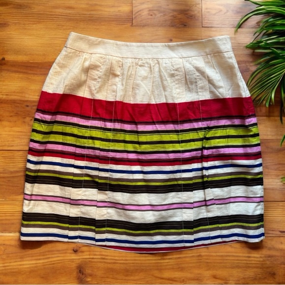LOFT Multicolor Striped Pleated Skirt - Size 8 - Picture 9 of 15